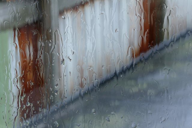 Rain running down a window pane
